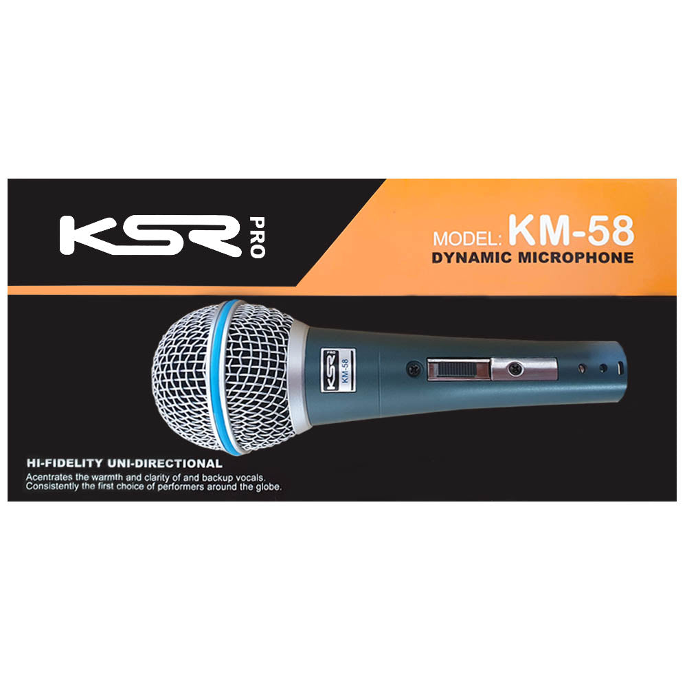 Microfone Proficional KSR KM58 Ksr Pro Beta + Cabo Cachimbo 4Metros + Bag
